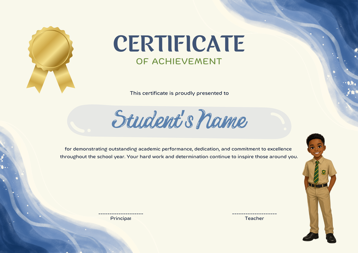 🏆 Academic Achievement Certificate – Boy Design